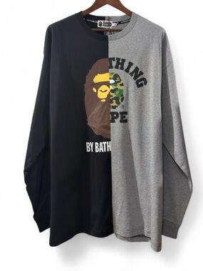 A Bathing Ape BAPE Two-Tone Long Sleeve T-shirt Size Men’s 3XL (NWT)